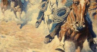 N.C. Wyeth's 'The Wild Spectacular Race for Dinner,' part of 'Go West!' exhibition. 44.83