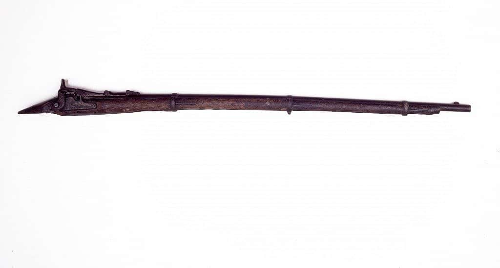 Lucretia Borgia, Buffalo Bill's Springfield, is missing part of the stock and trigger guard.