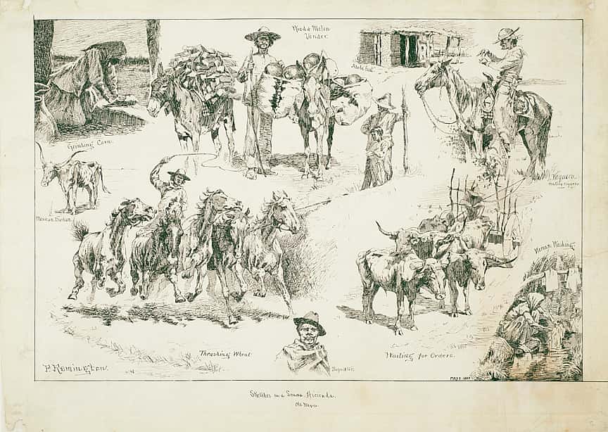 Sketches on a Sonora Hicienda. Old Mexico.