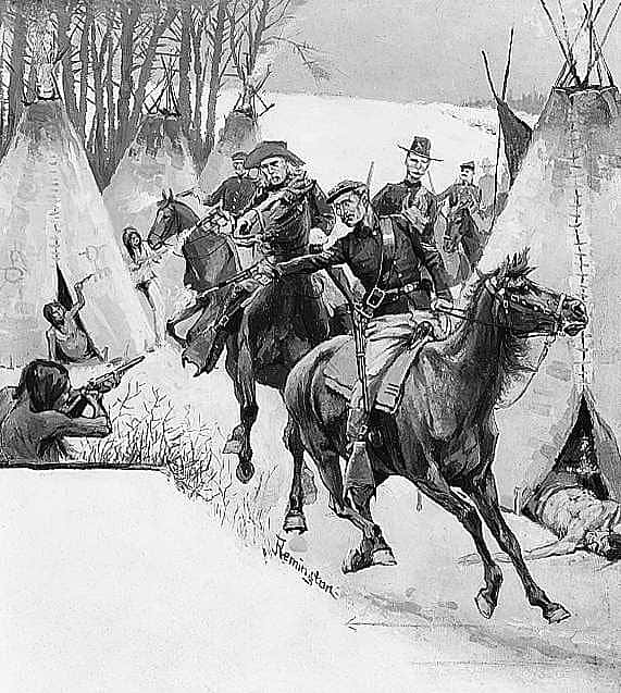 Untitled (Soldiers raiding Indian village)