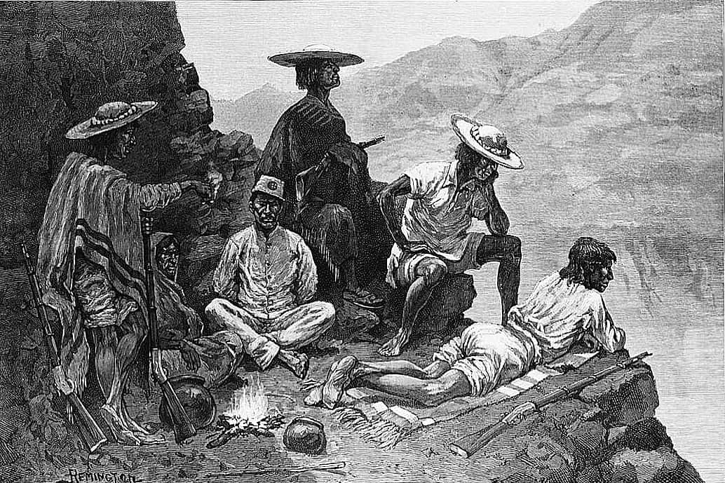 Yaqui Indian Refugees with Captive Mexican Soldier