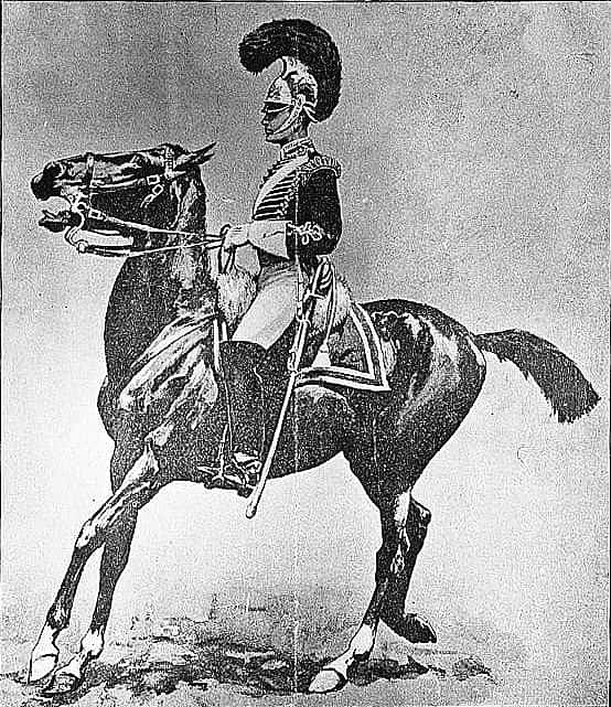 Untitled ("Evolutions of the 1st City Troop of Philadelphia, Winners in the Cavalry Drill Contest at the New York Horse Show," mounted soldier performing)