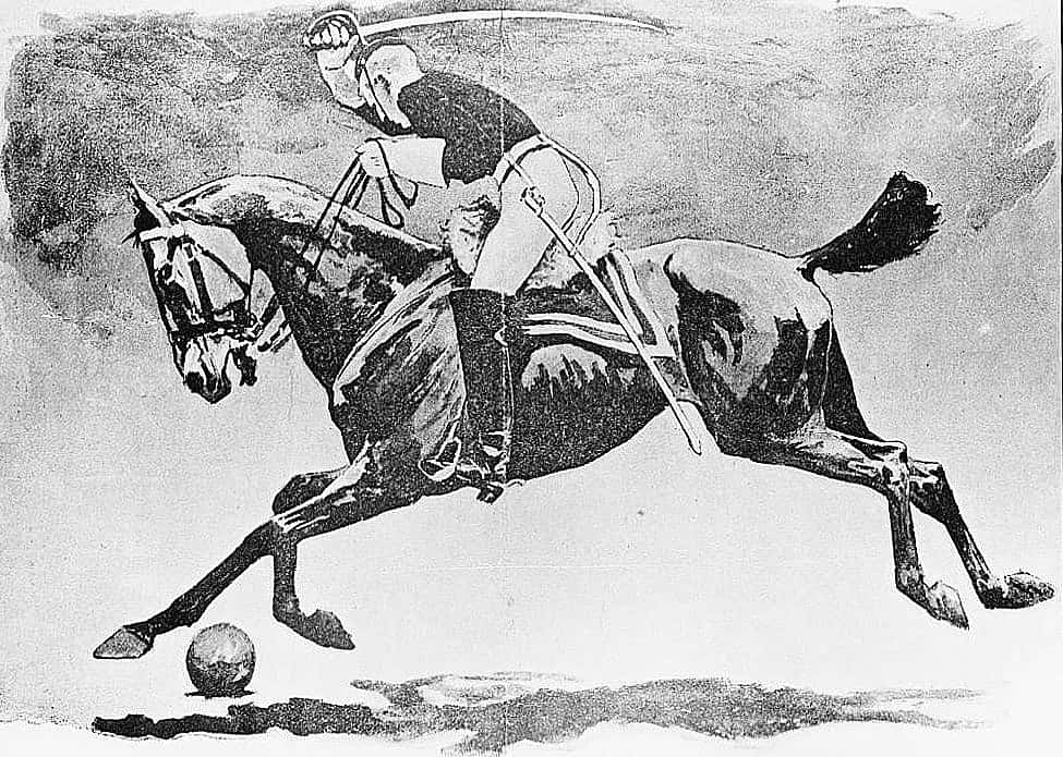 Untitled ("Evolutions of the 1st City Troop of Philadelphia, Winners in the Cavalry Drill Contest at the New York Horse Show", mounted soldier performing)