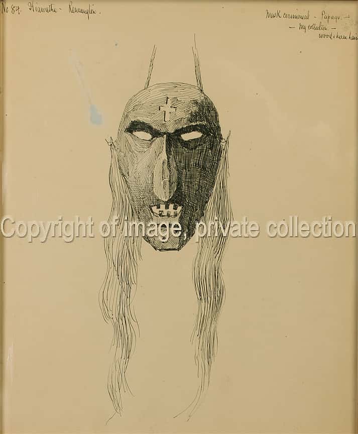 Mask, Ceremonial, Papago, Wood and Horsehair