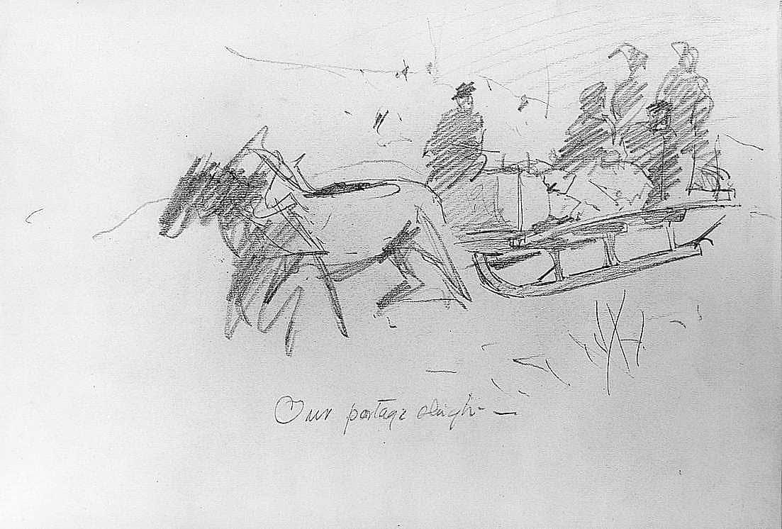sketch for The Portage Sleigh on a Lumber Road