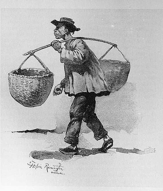 Untitled ("The Chinese Leak," Chinese man carrying baskets)