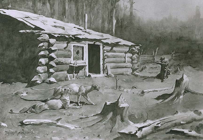 "As the Smoke Lifted He Discovered the Settler Kneeling for a Second Shot"