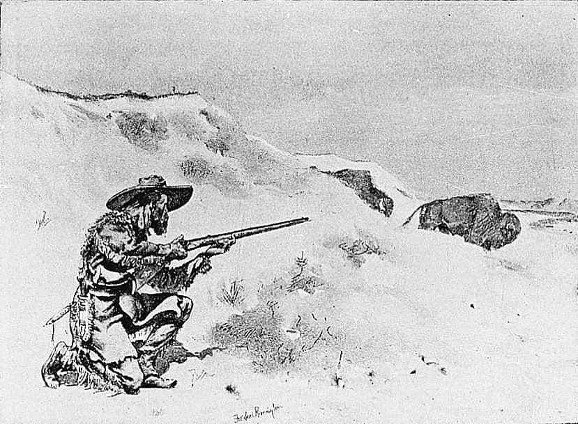 Henry Chatillon Shooting a Buffalo