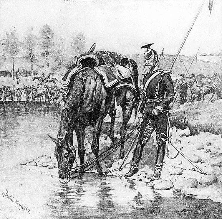 Cavalryman Watering His Horse