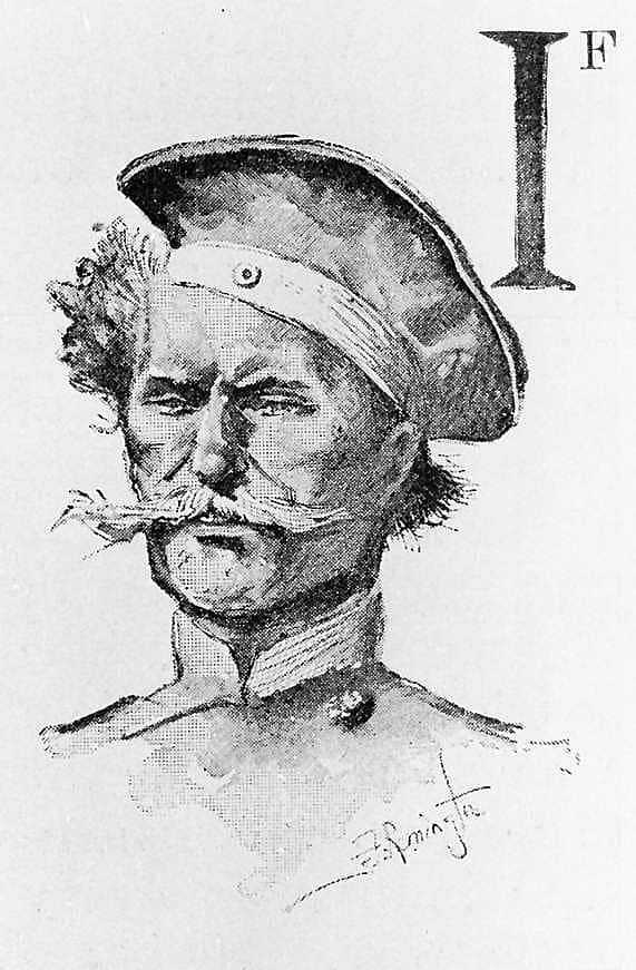 Untitled ("The Cossack as a Cowboy, Soldier, and Citizen," initial-piece for letter I with soldier