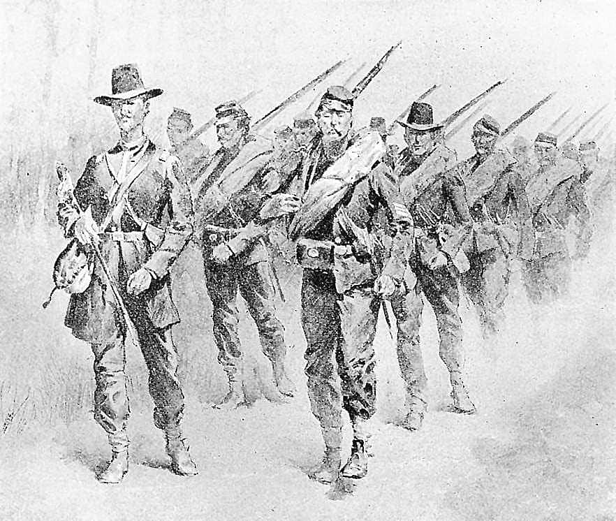Untitled ("The Story of a Thousand," headpiece, soldiers marching)