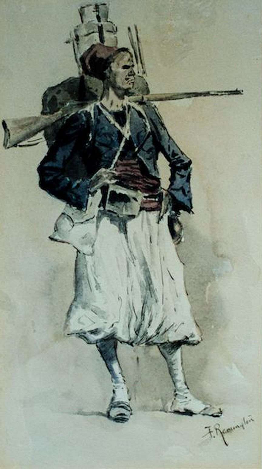 Untitled ("French Fighters in Africa," initial-piece of French fighter;)
