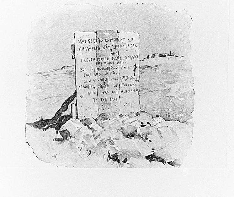 Untitled (Wolfville, tailpiece, grave marker)