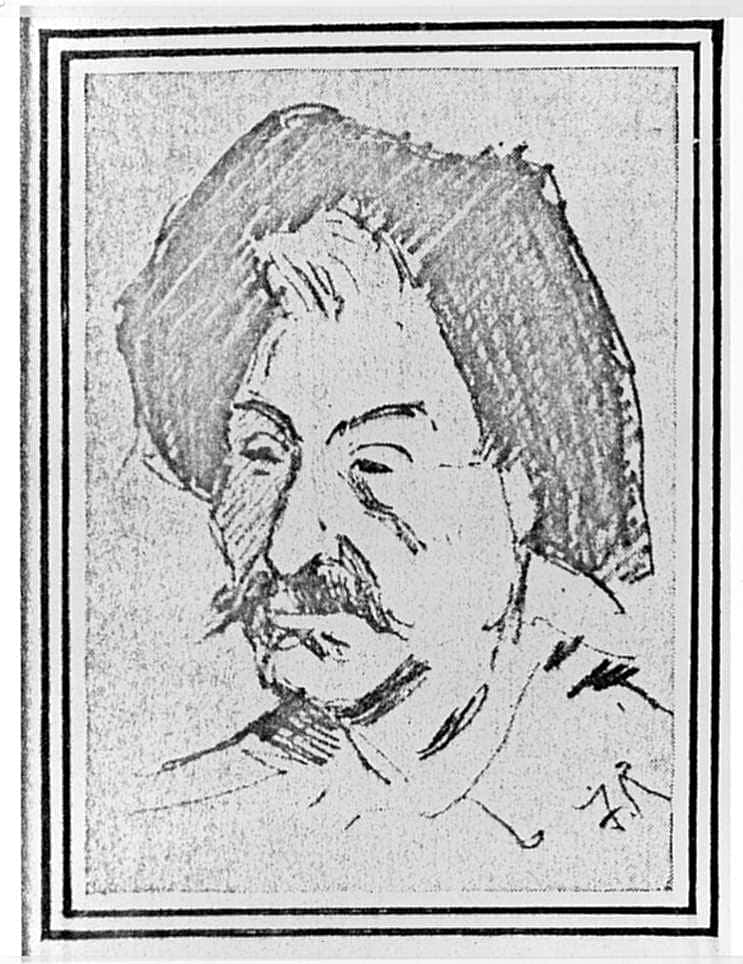 Untitled ("Under Which King?," head of man with moustache, three-quarter view)