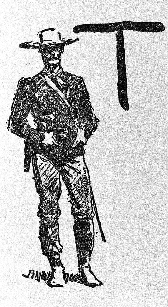 Untitled (John Ermine of the Yellowstone, initial-piece for letter T, soldier)