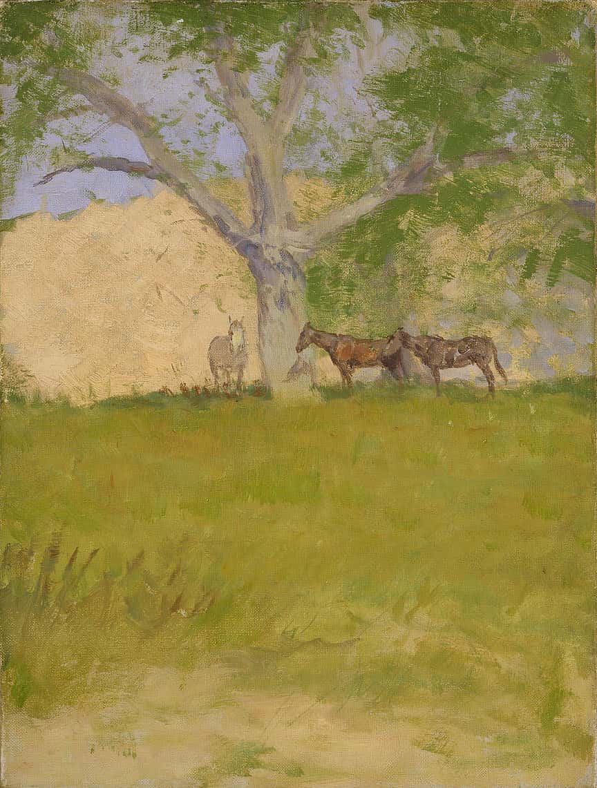 Untitled (landscape with three horses)