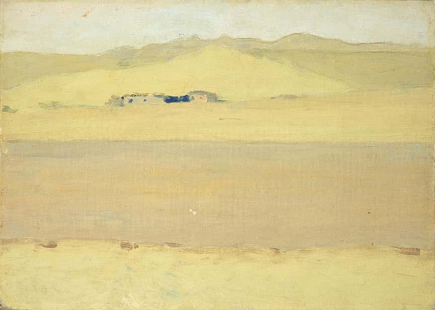 Untitled (sketch of ranch on prairie)