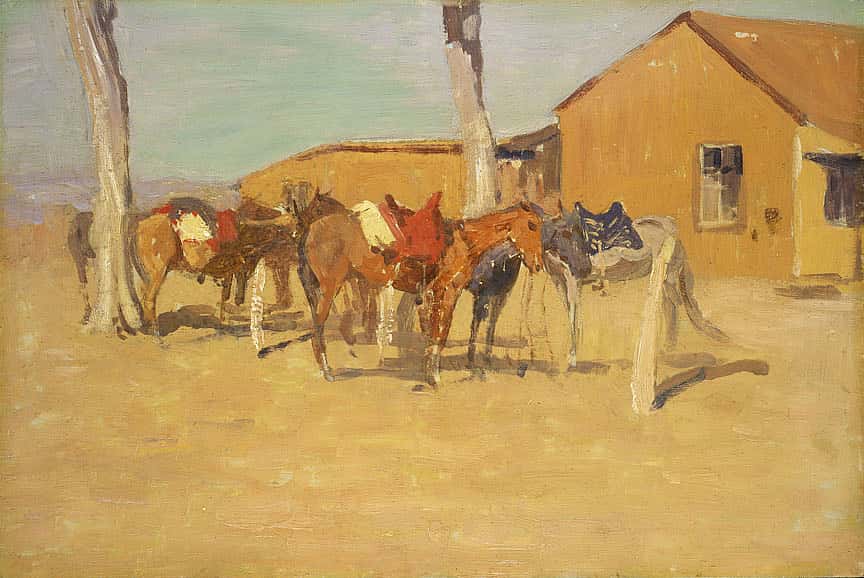 Untitled (group of Indian ponies near Ute Reservation office)