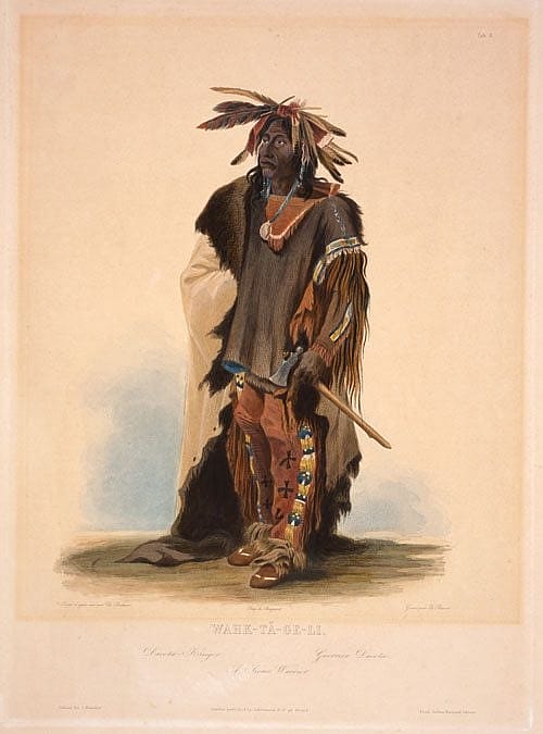 Karl Bodmer (1809-1893). "A Sioux Warrior," ca. 1840. Gift of Clara S. Peck. 21.69.8
