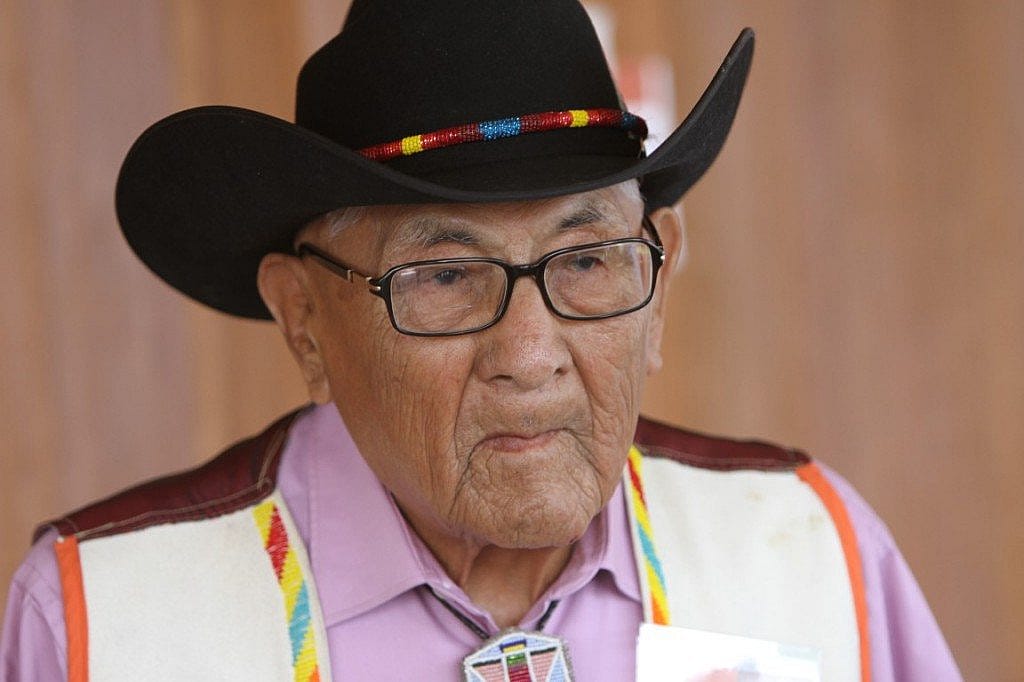 Dr. Joe Medicine Crow, Honored Elder for the Powwow.
