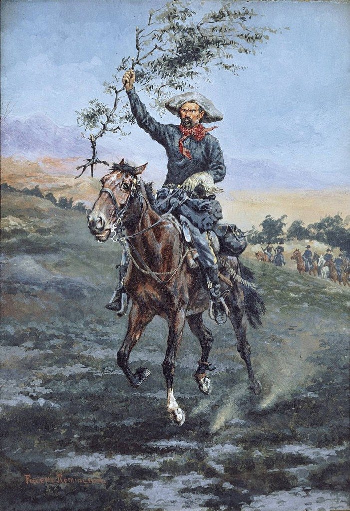 Figure 21. Frederic Remington (1861-1909). The Flag of Truce in the Indian War, 1886. Gouache on paper. Private Collection (CR# 00043)