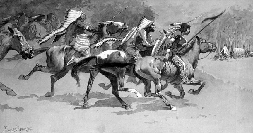 A War Party of Comanches "Jumping" a Hunter