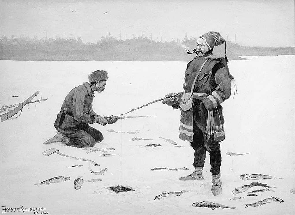 Trout-Fishing Through the Ice in the Canadian Wilderness