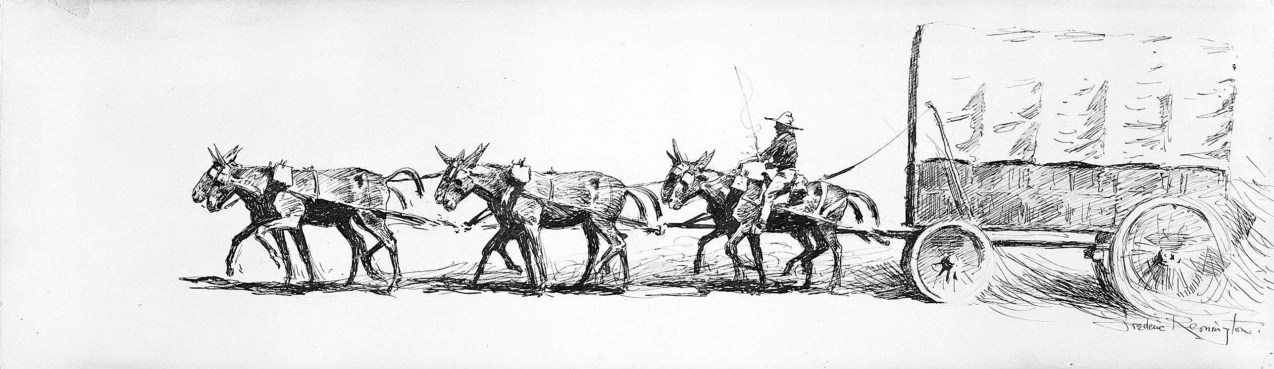 Untitled ("The Old Transcontinentals," mules pulling freighter)