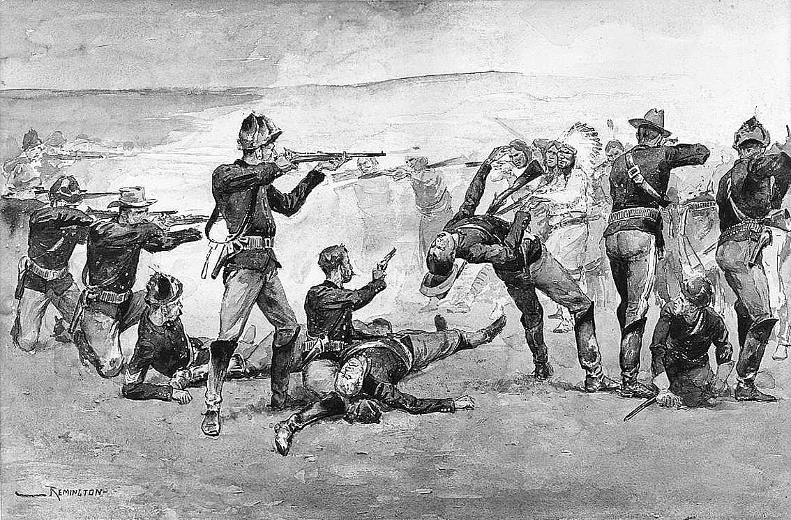 The Opening of the Fight at Wounded Knee