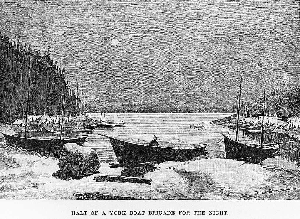 Halt of a York Boat Brigade for the Night