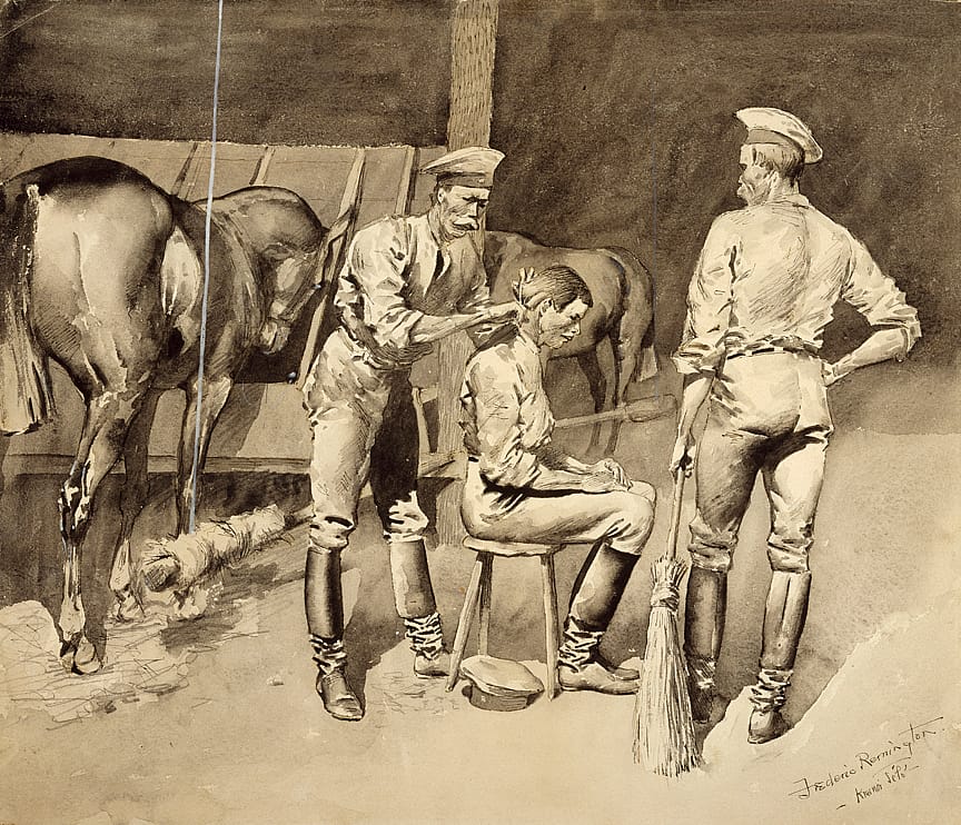 A Hair-Cut in a Cavalry Stable