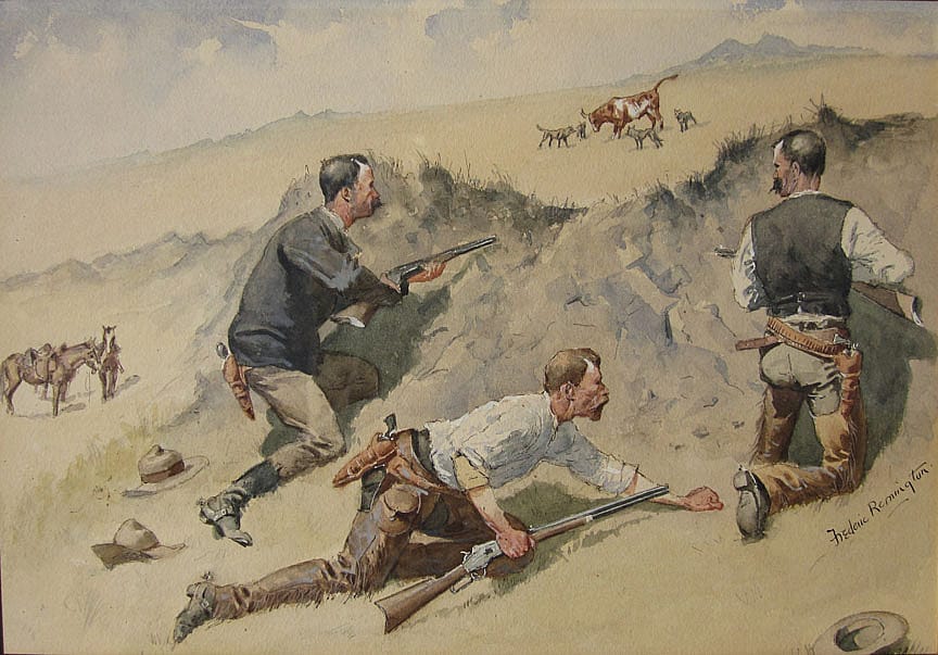 Ranchmen Protecting Stock from Wolves