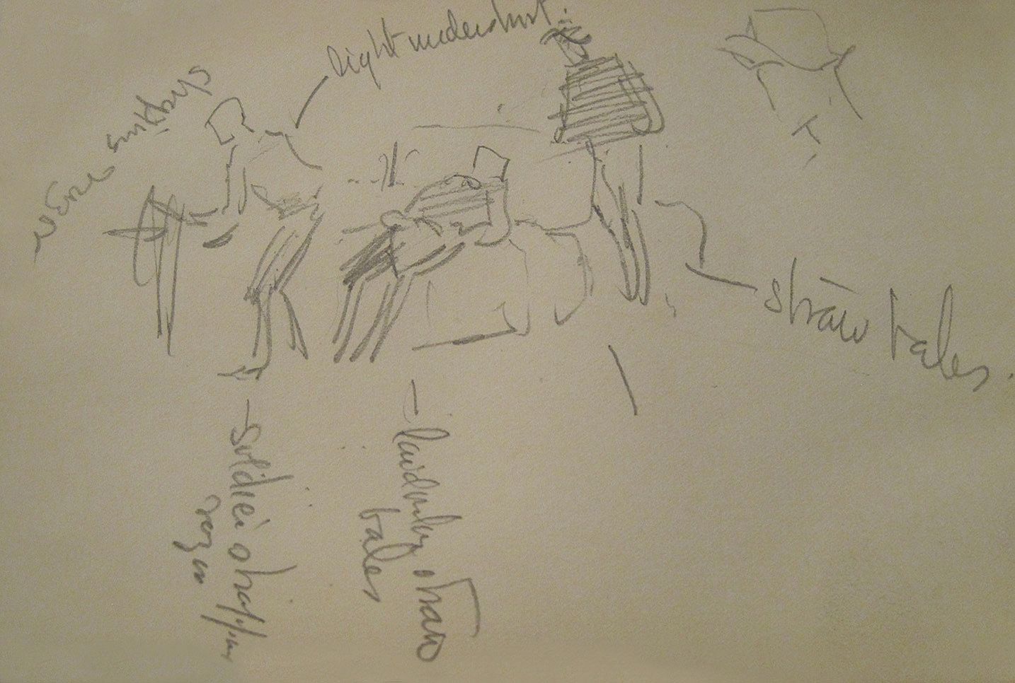 Untitled sketch (United States Cavalrymen Shaving)