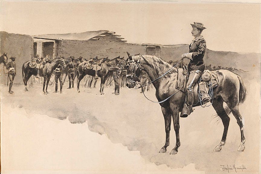 Untitled ("A Hot Trail," headpiece, Powhatan Clarke on a horse)