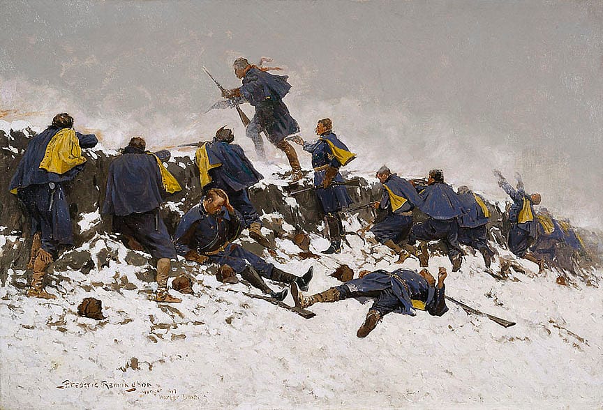 "Through the Smoke Sprang the Daring Soldier"
