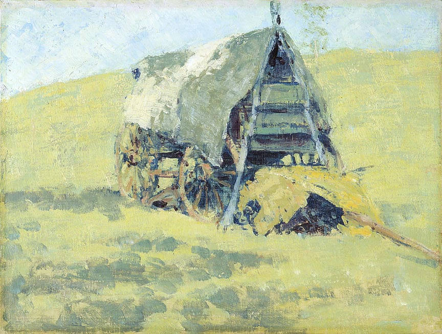 Untitled (buffalo hunter wagon covered with tarp)
