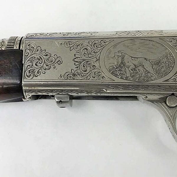 Nan Aspinwall's Remington Model 24 semi-automatic rifle, .22 Short cartridge, serial #28870. Gift of Bill and Neff Fleisig. 1.69.6393 (detail)