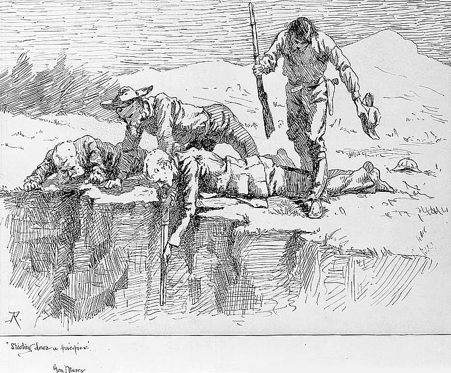 "Little Bat" Takes General Whipple and Party to the Edge of the Cliff