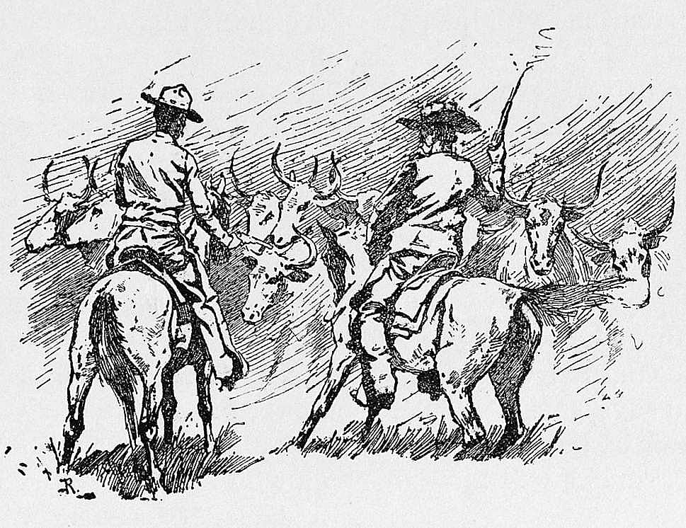 Untitled ("On the Texas Cow-Trail," driving cattle)
