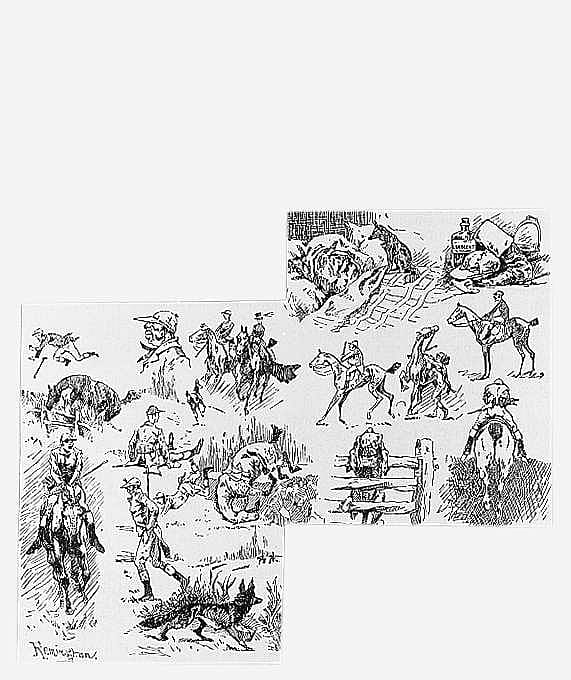 Untitled ("Reminiscences of Irish Sport," fox hunting sketches)