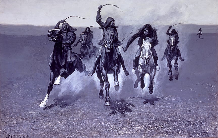 Indian Horse-Race--Coming over the Scratch