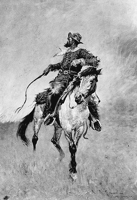 Cowboy Lighting the Range Fire