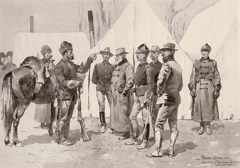 At the Mouth of Rapid Creek--General Carr Receiving the Report of a Scout