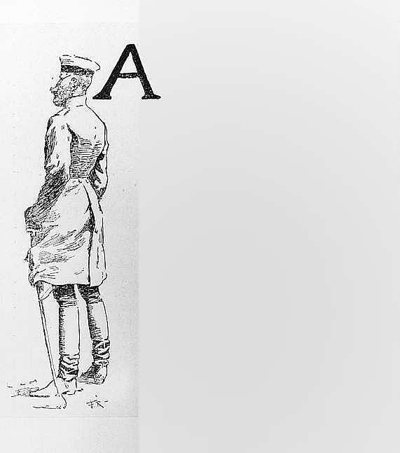 Untitled ("The Military Riding-School of Germany," initial-piece for letter A, German officer)