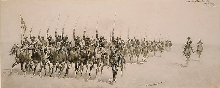 Troop L, First Cavalry--In Double Column of Fours: "Raise Sabre!"