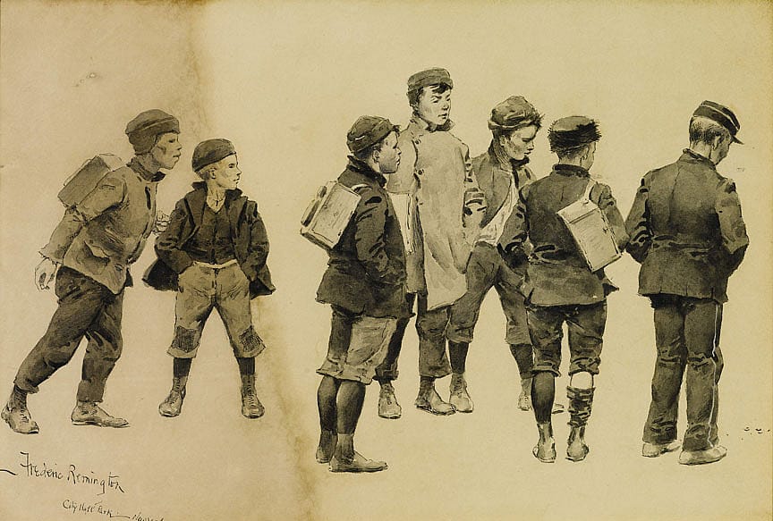 Newsboys Waiting for Delivery Time