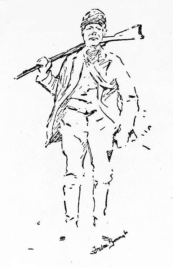 Untitled (Field Flowers, man walking with rifle)