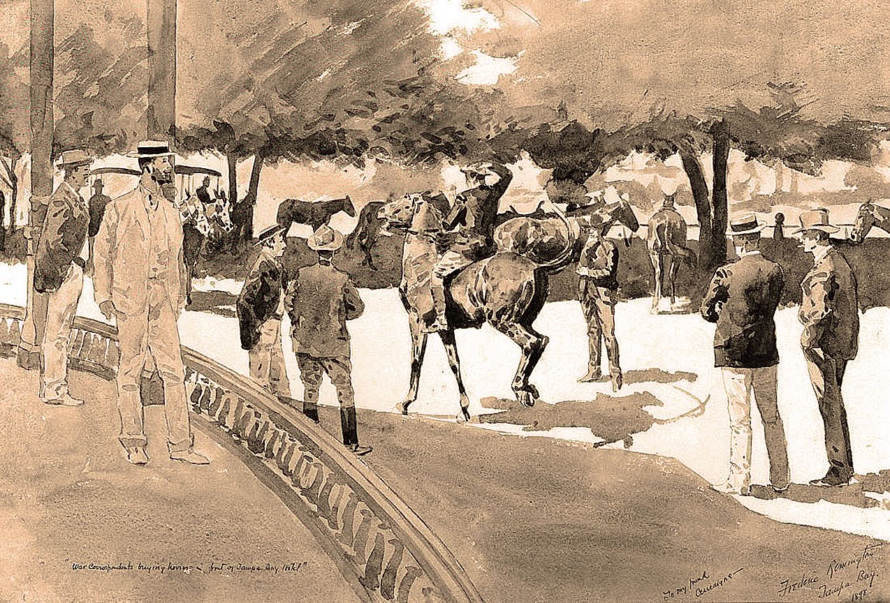 War Correspondents Buying Horses in Front of the Tampa Bay Hotel