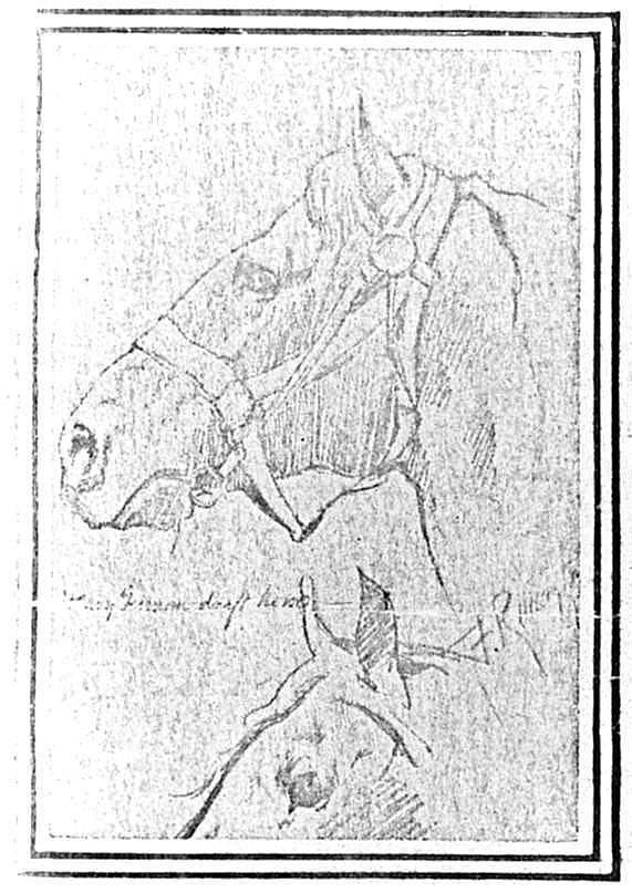 Untitled ("Under Which King?," sketch of horses heads)