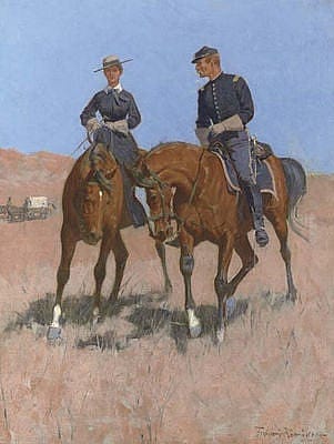 Untitled ("The Military Search for Belle McKeever," headpiece, Belle McKeever and soldier on horses)